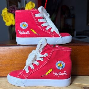 Disney Girl’s Red and Black Polka Dot Canvas Shoe Interior Sz 8.5